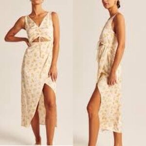 Abercrombie & Fitch Cream Floral Midi Dress